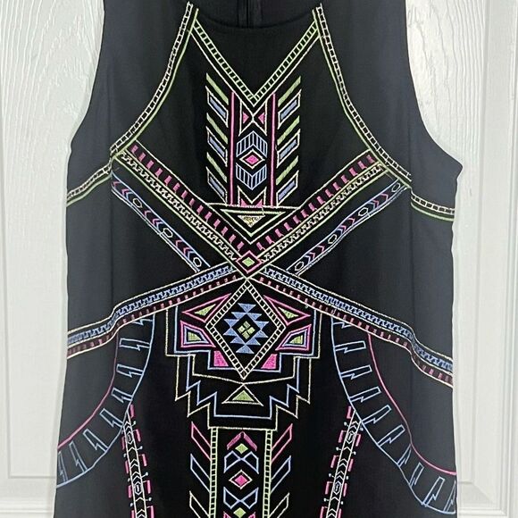 Flying Tomato Multicolor Embroidered Aztec Sleeveless Mini Dress Size Large - Picture 4 of 10